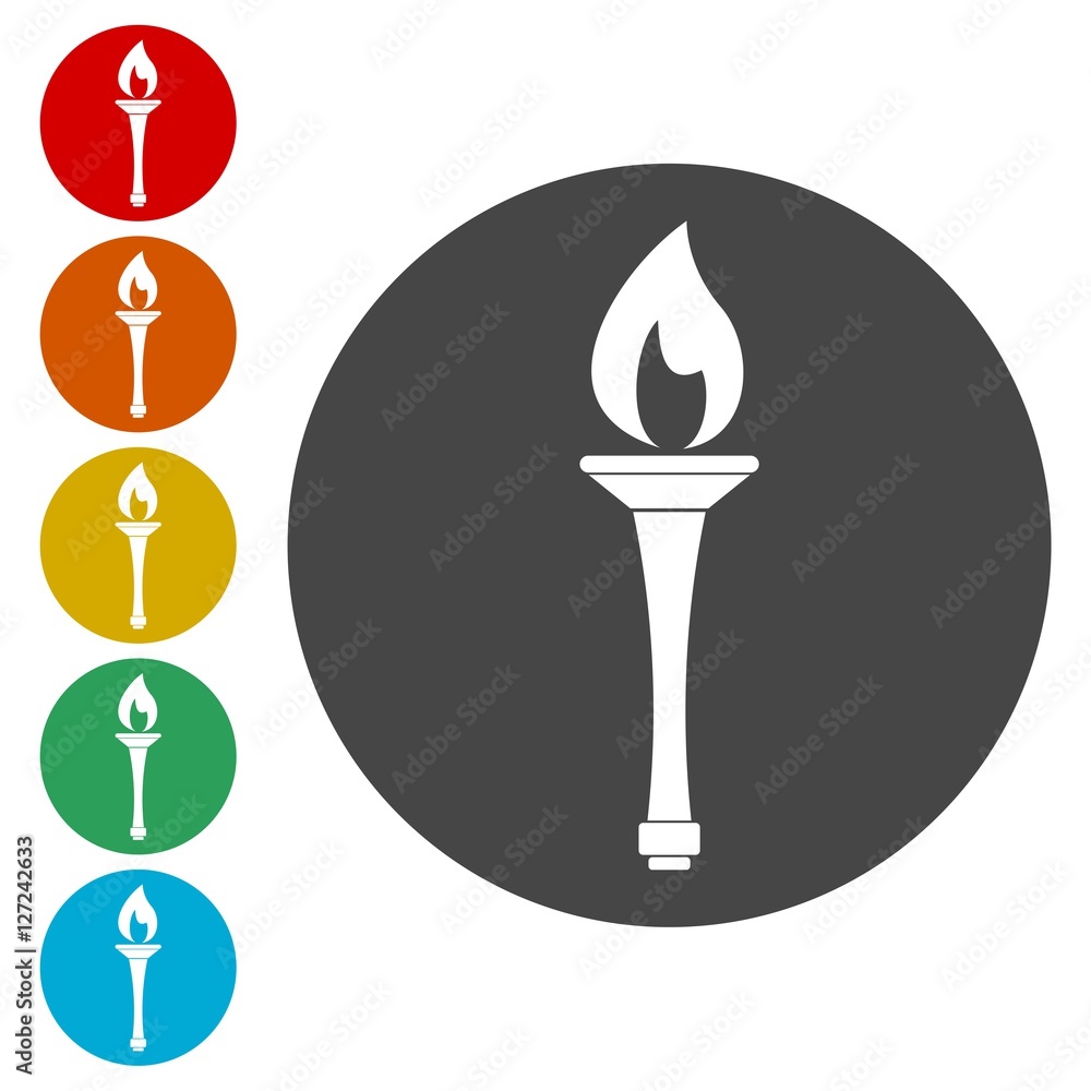 Poster Torch icons set 