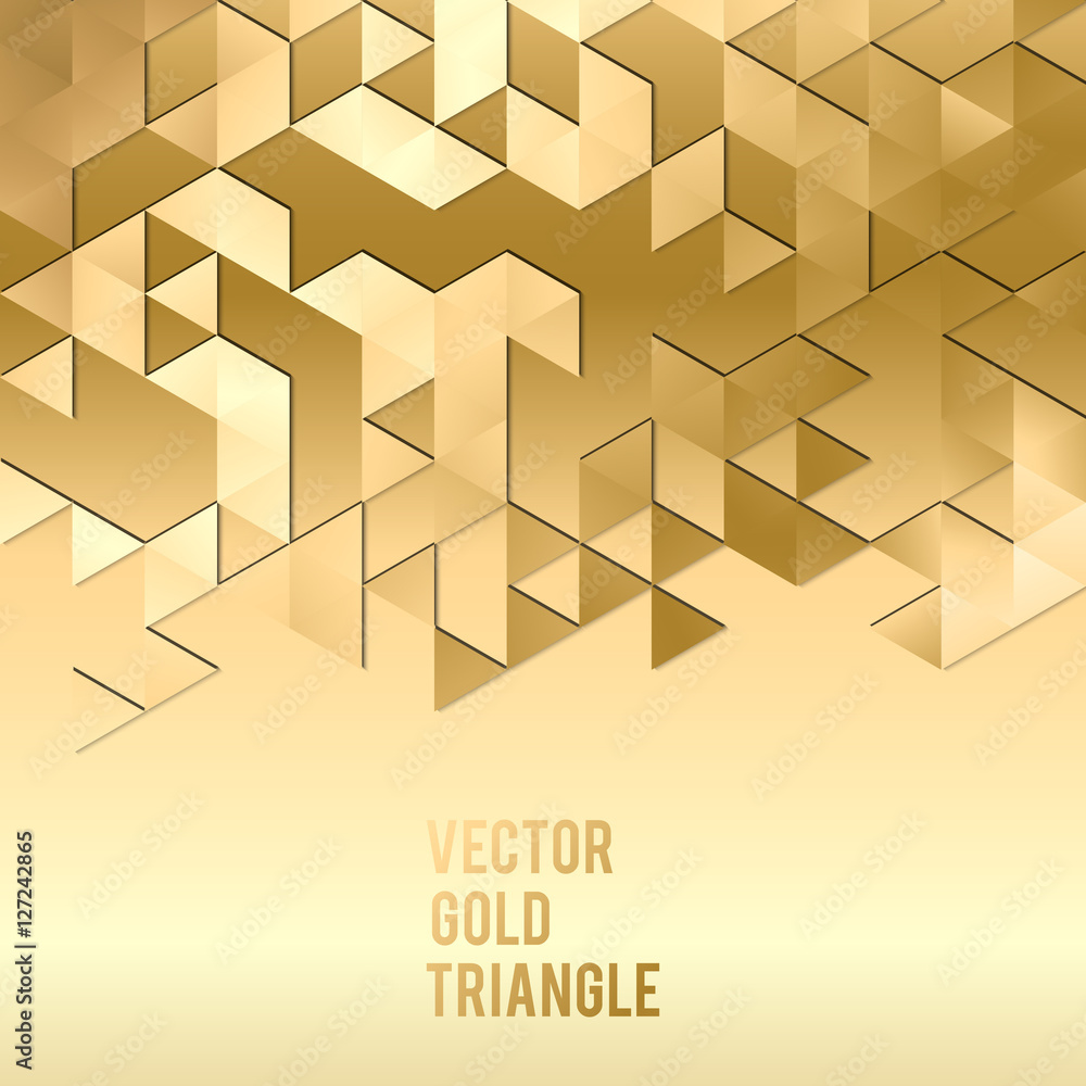 Poster banner design. abstract template background with gold triangle shapes.