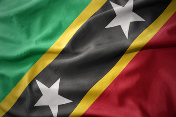 waving colorful flag of saint kitts and nevis.