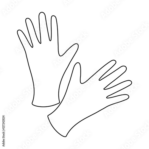 "Black protective rubber gloves icon in outline style isolated on white