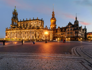 Fototapeta na wymiar Ancient architecture in old town of Dresden in the evening