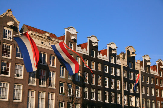 Dutch flags on canalhouses