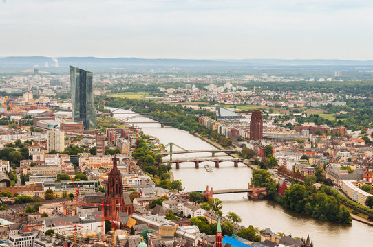 Panorama of Frankfurt am Main city in Germany