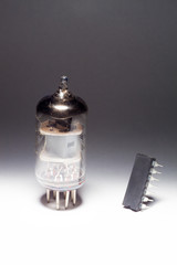 Vacuum radio tube with microcontroller chip