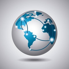 earth sphere icon with network arrows over white background. vector illustration