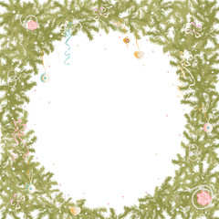 Christmas tree frame on white background