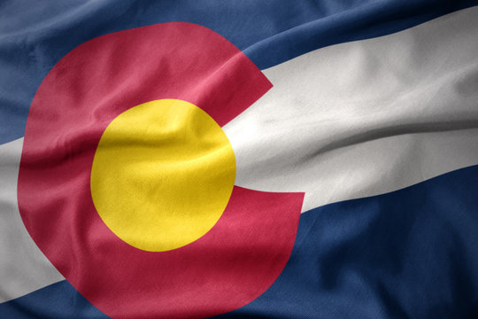 waving colorful flag of colorado state.