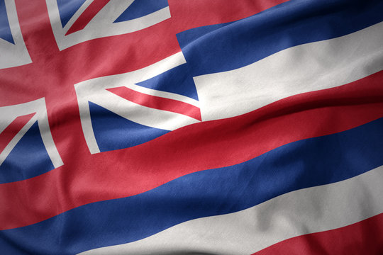 waving colorful flag of hawaii state.