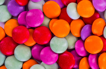 Closeup of colorful candies as texture