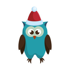 owl with christmas hat vector illustration design