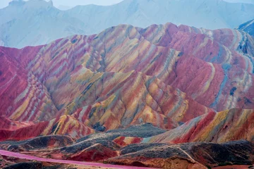 Foto op Canvas Regenboogbergen, Zhangye Danxia-geopark, China © dinozzaver