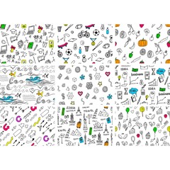 Doodles seamless pattern  set.