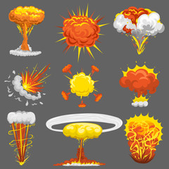 Explosion boom effect vector set. © partyvector