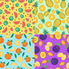 Fruits seamless patterns  set.
