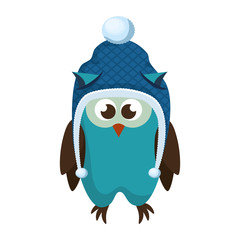 owl with christmas hat vector illustration design
