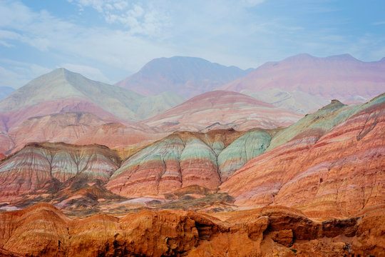 Rainbow mountains, Zhangye Danxia geopark, China