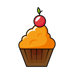 happy birthday delicious cupcake vector illustration design