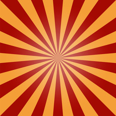 Vector sun burst background, red orange  vintage