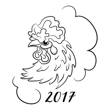 The curly head of a rooster - the symbol of the new year on the
