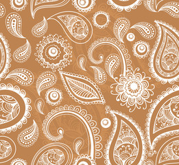 mehndi white henna painting seamless pattern