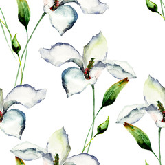 Seamless wallpaper with Lily flowers