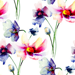 Seamless wallpapers with Decorative Gerber flowers