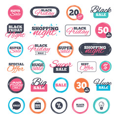 Obraz premium Sale shopping stickers and banners. Sale speech bubble icon. Discount star symbol. Black friday sign. Big sale shopping bag. Website badges. Black friday. Vector