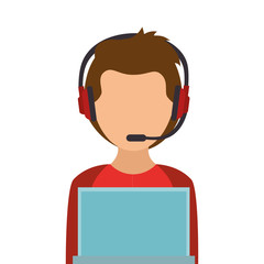 Avatar of a person working on laptop vector illustration design