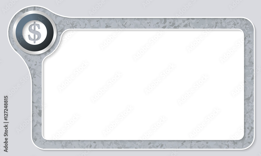 Poster vector frame for your text with marble pattern and dollar symbol