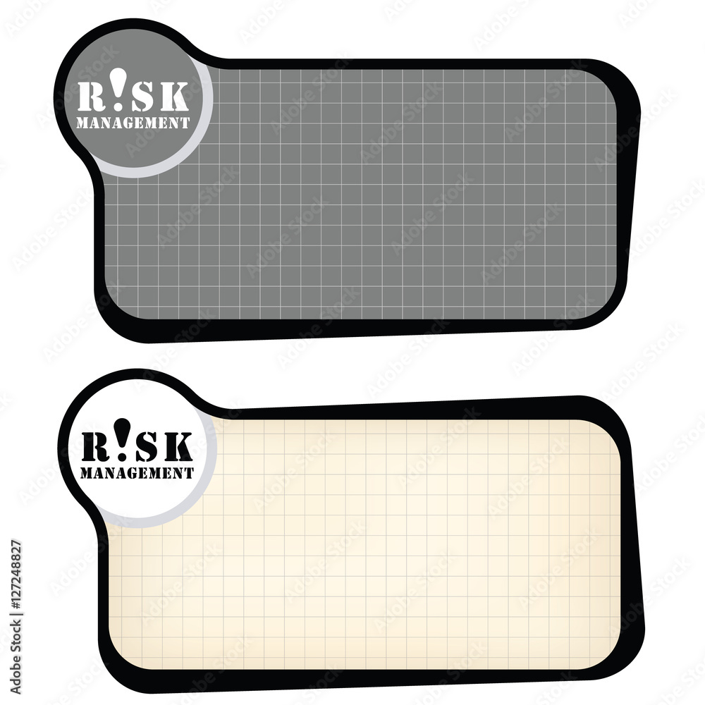 Poster set of two vector text frames and graph paper and the words risk