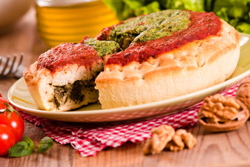 Calzone with walnuts and endive. 