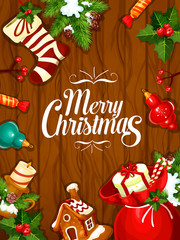 Merry Christmas vector greeting poster, card