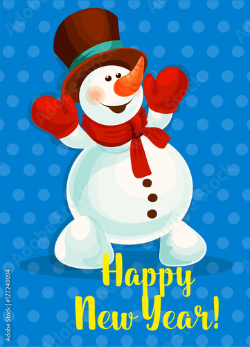 &quot;Happy New Year vector greeting poster. Snowman&quot; Stock image and royalty-free vector files on