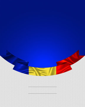 Romania, Romanian Flag. banner, brochure, card  for the Great Union day, Romanian National day with the flag ribbon