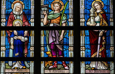 Stained Glass - Saints Ana, Adrian and Barbara