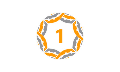 Fototapeta premium Ribbon Circle Star Number 1