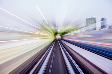 Speed motion in urban highway road tunnel