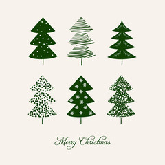 Christmas card with christmas trees.