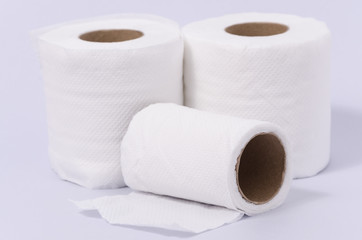 Tissue paper rolls isolated on white background