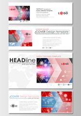 Social media and email headers set, banners. Business templates. Cover design template, easy editable, flat layout in popular formats. Christmas decoration, vector background with shiny snowflakes.