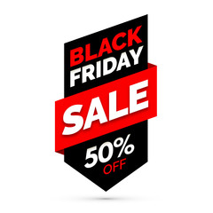 Black Friday sale banner, Black and red colors. Vector illustration