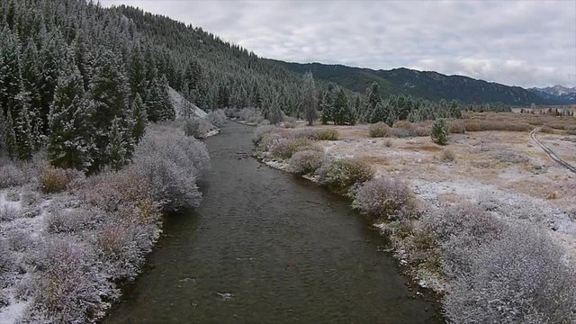 Idaho Landscape First snow on a Autumn Leaves Easley Creek Sun Valley near Ketchum