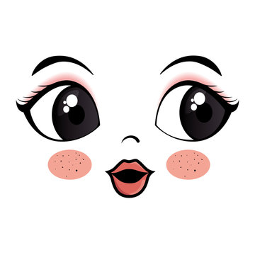 emoticon female kawaii style icon vector illustration design
