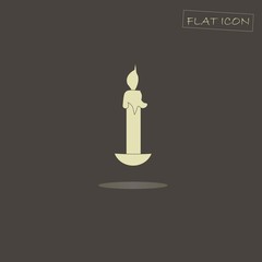 Light candle on black, flat icon vector illustration