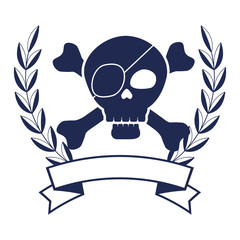 skull pirate elegant frame vector illustration design