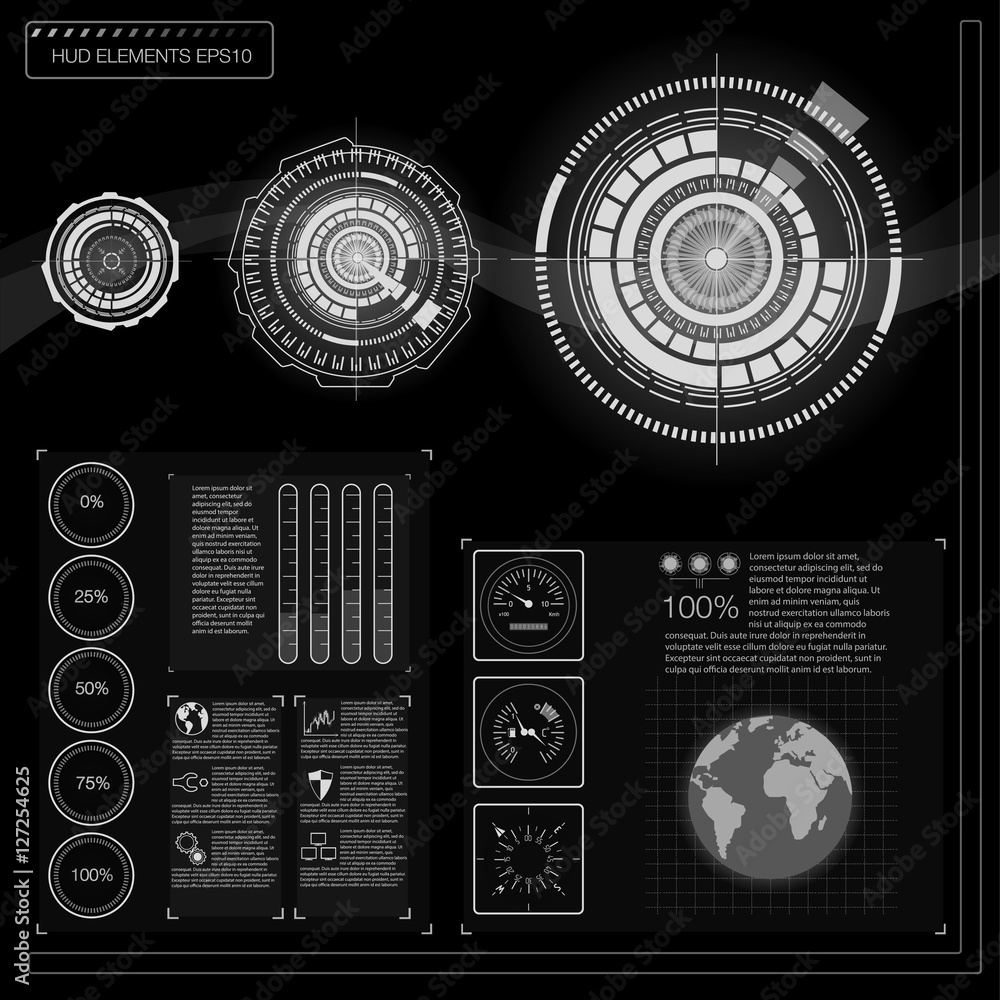 Poster abstract background with different elements of the hud. hud elements,graph.vector illustration.head-