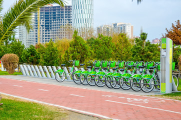 Naklejka premium The beautiful bike path on the embankment in Batumi, Georgia.