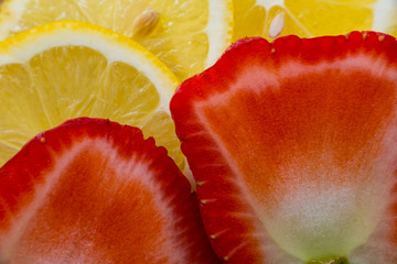 Sliced Lemons and Strawberries