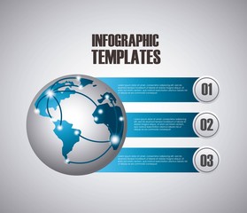 infographic presentation template with numbers with earth planet icon. colorful design. vector illustration