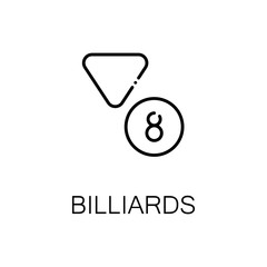 Billiards flat icon or logo for web design.